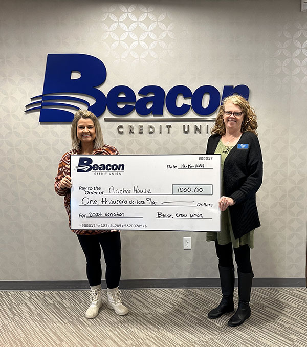 Beacon Credit Union Donates 1000 To Anchor House Beacon Credit Union